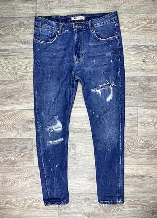 Zara штаны джинсы w34 размер синие оригинал