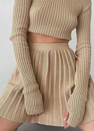 Женская теплая короткая юбка мини жіноча тепла коротка спідниця міні плиссе7 фото