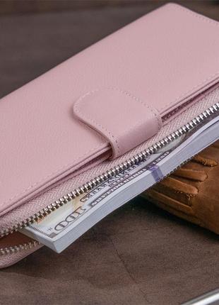 Вертикальний місткий гаманець зі шкіри жіночий st leather 19303 рожевий8 фото