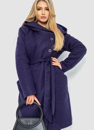 Жіноче пальто з капюшоном, колір темно-фіолетовий, 186r294