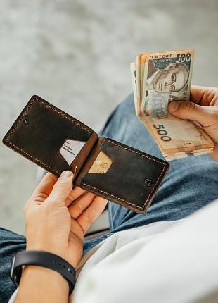 Кошелек кожаный, зажим для купюр коричневый, зажим для денег из натуральной козы, зажим для денег из натуральной кожи, кошелек из козырька, партмоне