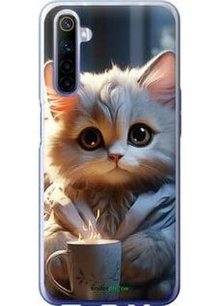 Чохол на realme 6 білий кіт "5646t-1913-2448"
