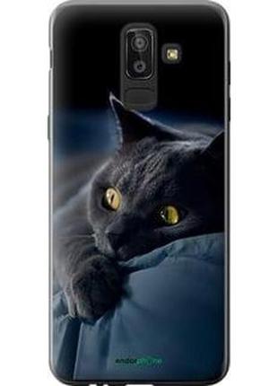 Чехол на samsung galaxy j8 2018 дымчатый кот "825u-1511-2448"1 фото