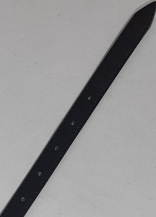 Ремень 02.041.052 чёрный узкий кожаный гладкий со строчкой шириной (2 х 119 см)3 фото