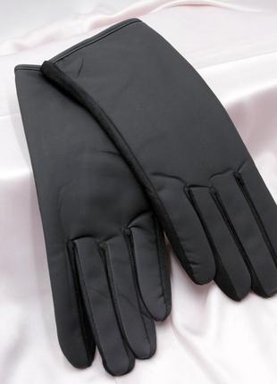 Плащовка + кашемир, зимние теплые сенсорные перчатки, черные мужские перчатки, манжет рубчик