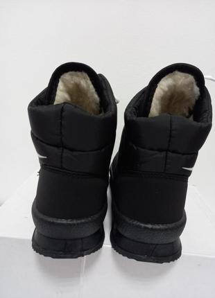Зимние женские кроссовки черные, дутики, теплые ботинки женские на шнурках черные2 фото
