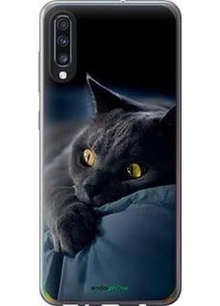 Чехол на samsung galaxy a70 2019 a705f дымчатый кот "825t-1675-2448"1 фото