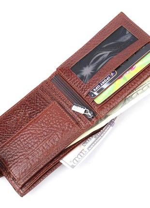 Практичный мужской кошелек с хлястиком из натуральной кожи karya 21075 светло-коричневый6 фото