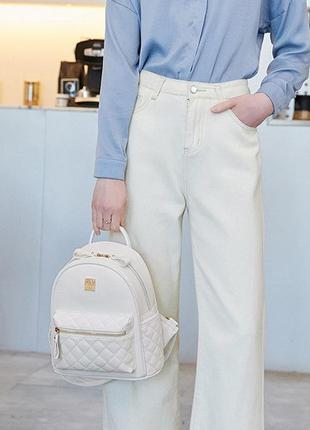 Женский стеганный городской рюкзак, прогулочный рюкзачок качественный7 фото