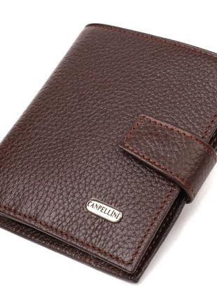 Універсальний чоловічий гаманець із натуральної зернистої шкіри canpellini 21744 коричневий1 фото