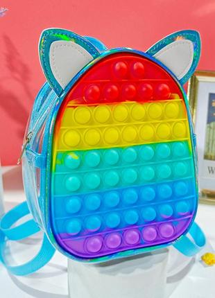 Детский мини рюкзак блестящий поп ит, маленький рюкзачок pop it для детей7 фото