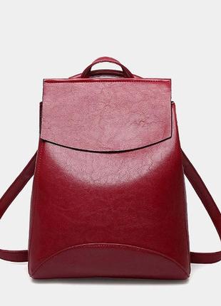 Женский мини рюкзак экокожа красный2 фото