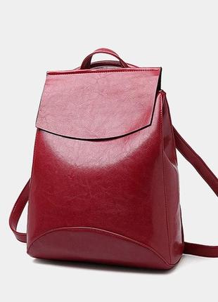 Женский мини рюкзак экокожа красный1 фото