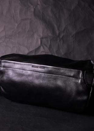 Оригинальная сумка через плече из натуральной кожи grande pelle 11649 черная6 фото