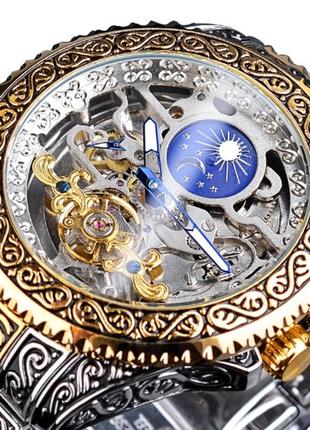 Механические часы forsining dubai, женские, металические, скелетон, с автозаводом  d c