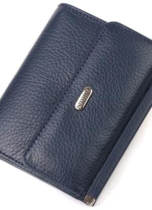 Практичний гаманець для жінок середнього розміру з натуральної шкіри флотар canpellini 21813 синій