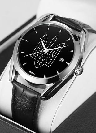 Механические часы besta tryzub leather, мужские наручные часы  с автоподзаводом, с гербом украины device clock5 фото
