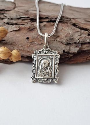 Серебряная ладанка икона казанська богородиця черненное серебро 925 пробы 2.80г 38190ч