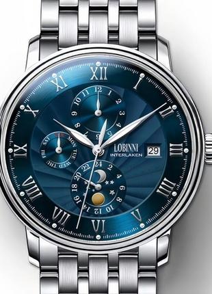 Наручний годинник lobinni millionare, чоловічий з автопідзаводом, металевий device clock