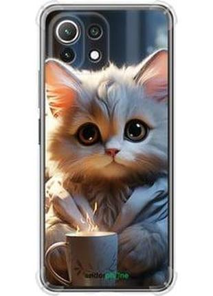 Чехол на xiaomi mi 11 lite white cat "5646sp-2281-2448"