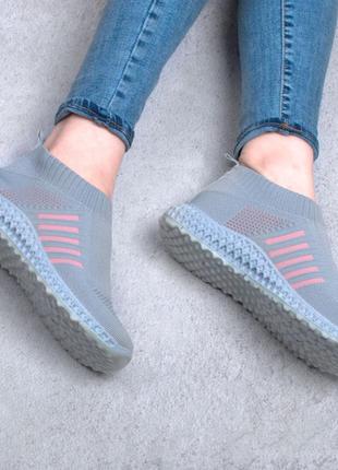 Стильні сірі кросівки з текстилю сітка літні дихаючі без шнурівки мокасини2 фото