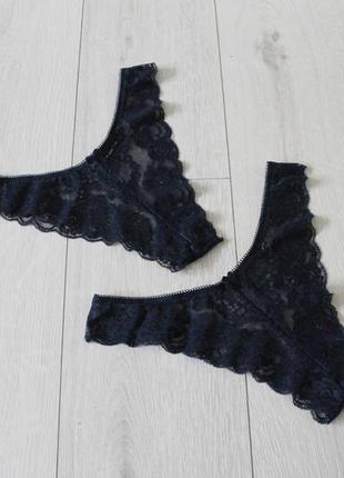 Сині мереживні трусики