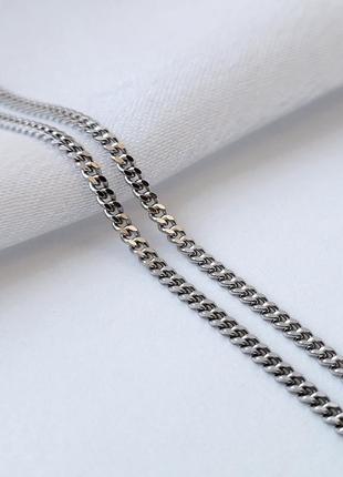 Срібний ланцюг ланцюжок панцир 60 см срібло 925 проби покритий родієм 5.60 г 804р3/60
