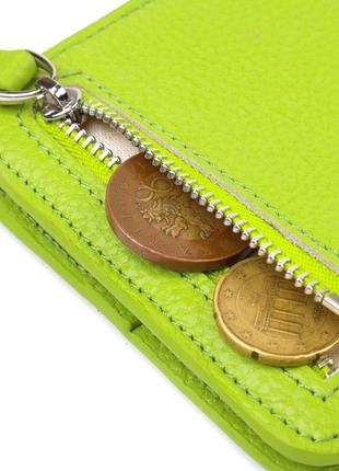 Яскравий жіночий гаманець невеликого розміру з натуральної шкіри флотар canpellini 21799 салатовий5 фото