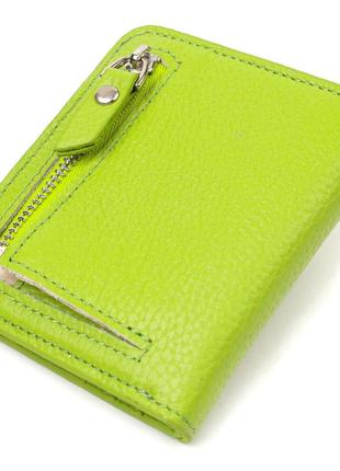 Яскравий жіночий гаманець невеликого розміру з натуральної шкіри флотар canpellini 21799 салатовий2 фото