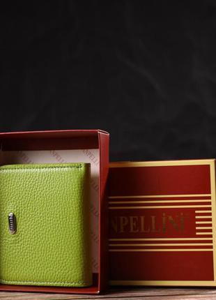 Яскравий жіночий гаманець невеликого розміру з натуральної шкіри флотар canpellini 21799 салатовий8 фото