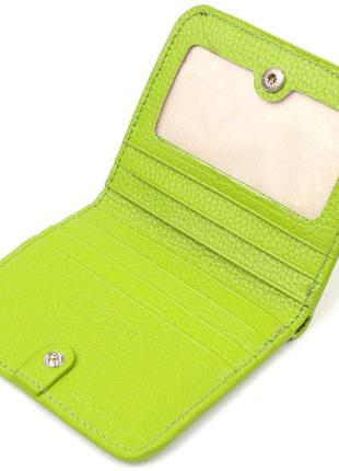 Яскравий жіночий гаманець невеликого розміру з натуральної шкіри флотар canpellini 21799 салатовий3 фото