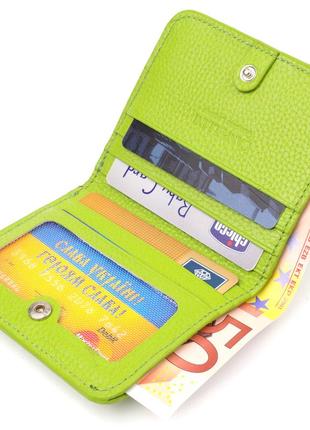 Яскравий жіночий гаманець невеликого розміру з натуральної шкіри флотар canpellini 21799 салатовий4 фото
