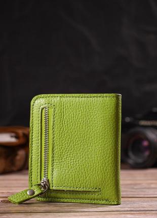 Яскравий жіночий гаманець невеликого розміру з натуральної шкіри флотар canpellini 21799 салатовий7 фото