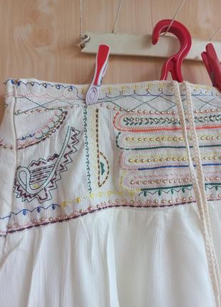 Невероятная винтажная легкая юбка асимметричная в этно стиле богемная юбка бохо6 фото