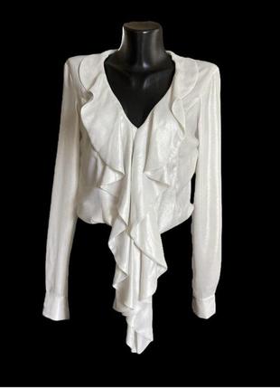 Блуза воланы серебристое напыление белая кремовая