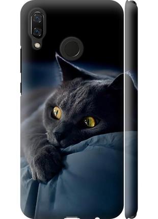 Чехол 3d пластиковый матовый на телефон huawei nova 3 дымчатый кот "825m-1535-58250"