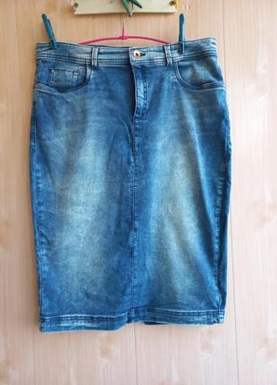 Джинсовая юбка джинс деним мыды xl/2xl1 фото