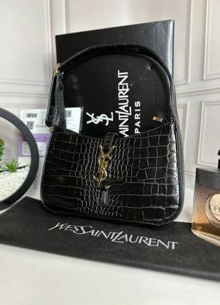 Женская сумка yves saint laurent hobo черная кроко wb054