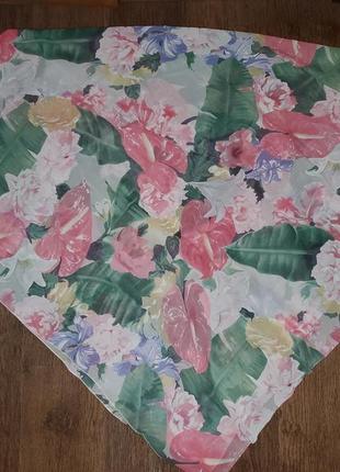 Парео большой платок принт цветы, тропический принт3 фото
