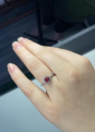 Каблучка кільце колечко перстень кольцо silver срібло s925 серце червоне сердечко2 фото