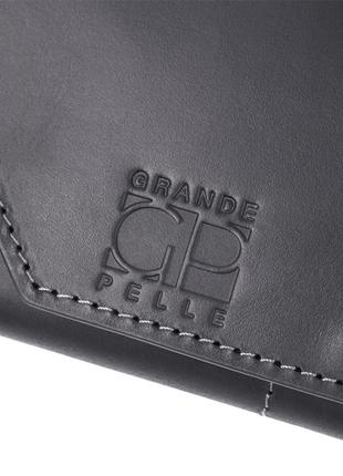 Кожаный клатч унисекс на магните grande pelle 11214 черный6 фото