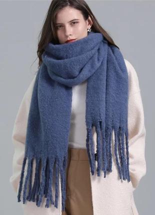 Теплий шарф об'ємний (синій/ джинсовий)