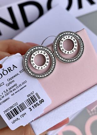 Сережки пандора срібло 925 сережки pandora серьги «з логотипом pandora» сережки пусети кульчики оригінальні сережки пандора нові бірка пломба