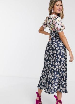 Сукня міді мидакси атласна з квітковим принтом2 фото