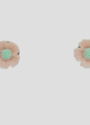 Дитячі сережки сережки гвоздики пусети liresmina jewelry рожеві квіточки 0.8 см1 фото