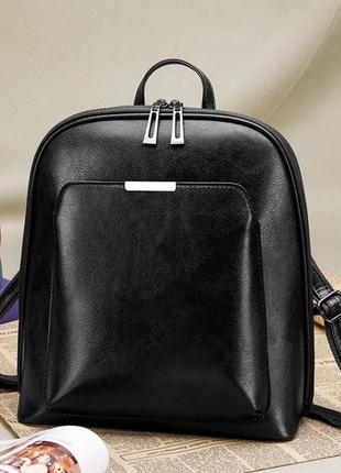 Стильный женский городской рюкзак сумка 2 в 1. качественный рюкзачек сумочка черный коричневый1 фото