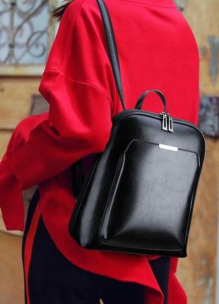 Стильный женский городской рюкзак сумка 2 в 1. качественный рюкзачек сумочка черный коричневый8 фото