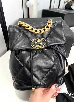 Рюкзак женский кожаный черный брендовый в стиле chanel люкс