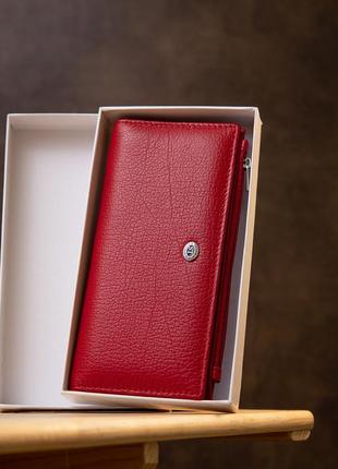 Женский кожаный кошелек st leather 19381 красный9 фото