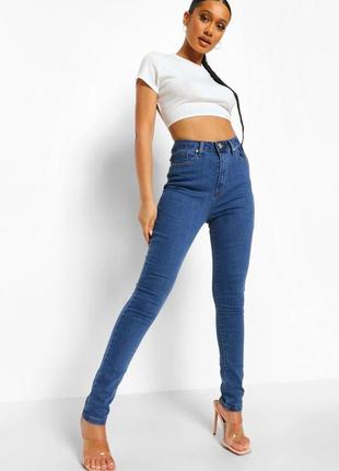 Стильные джинсы скинни высокая посадка mom skinny hight weist boohoo1 фото